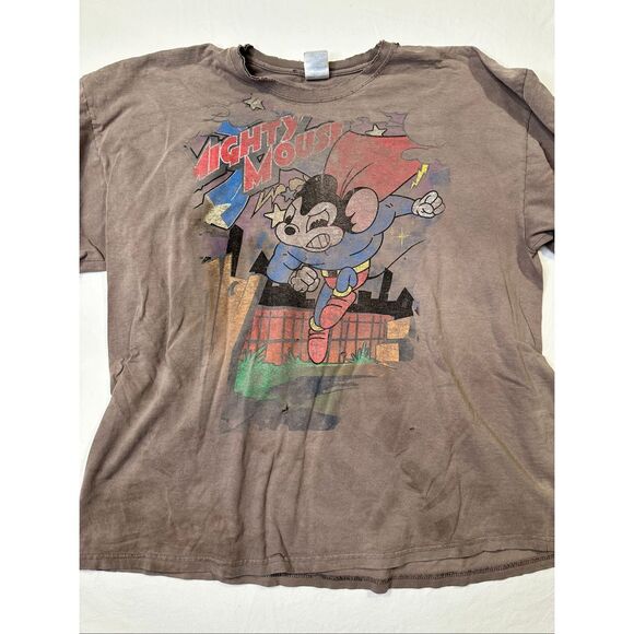 Used GILDAN MIGHTY MOUSE large print character print T-shirt Men's 2XL - Picture 1 of 11